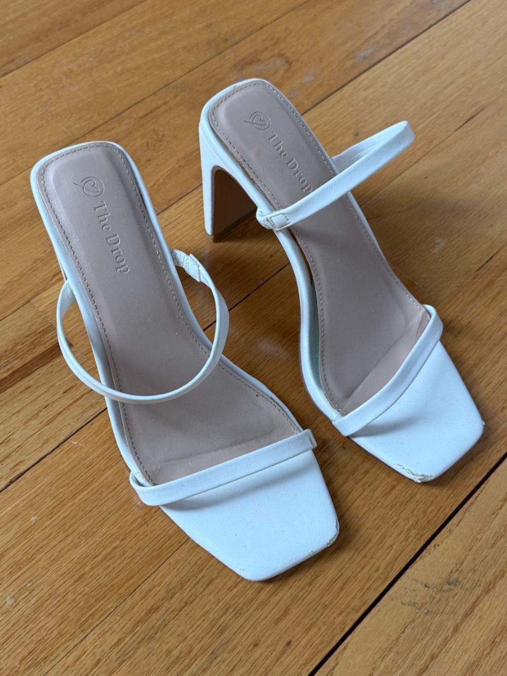 The Drop | Avery white heeled sandals